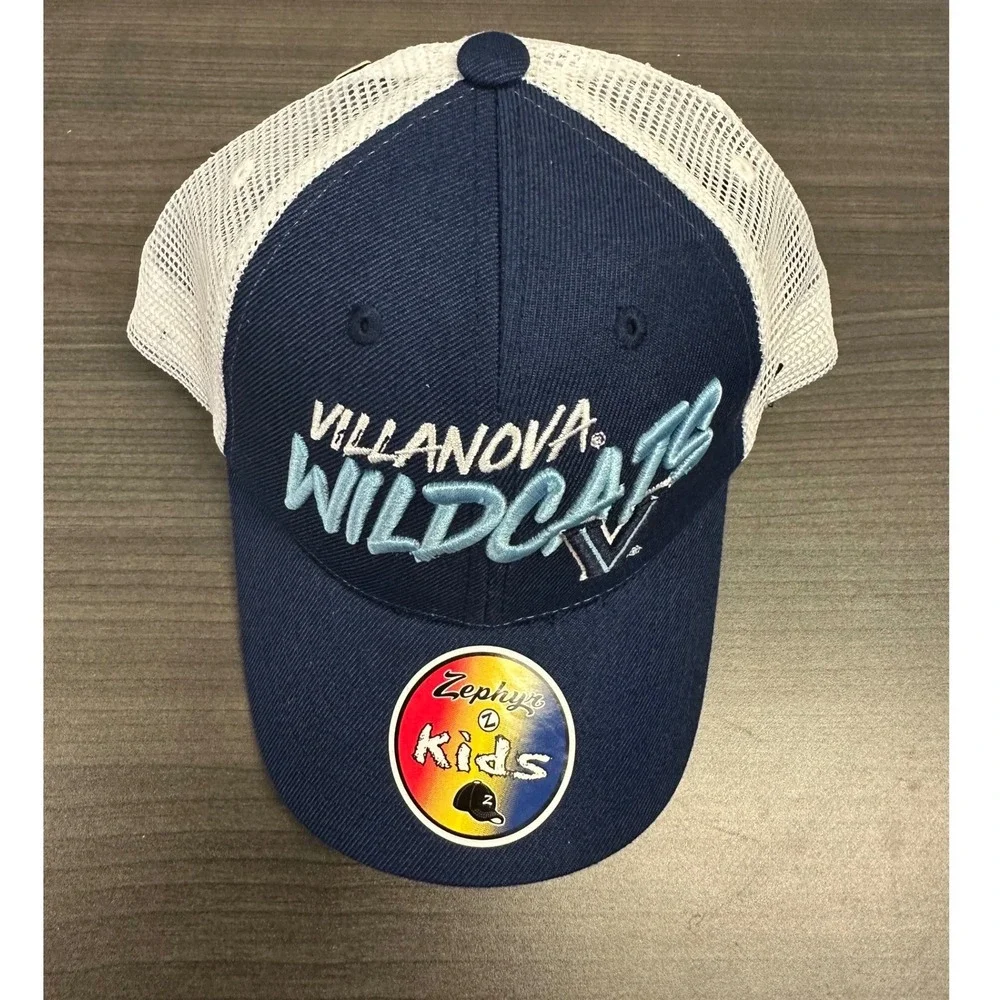 New Zephyr Villanova Wildcats Youth Trucker Hat Navy Blue Snapback Cap
